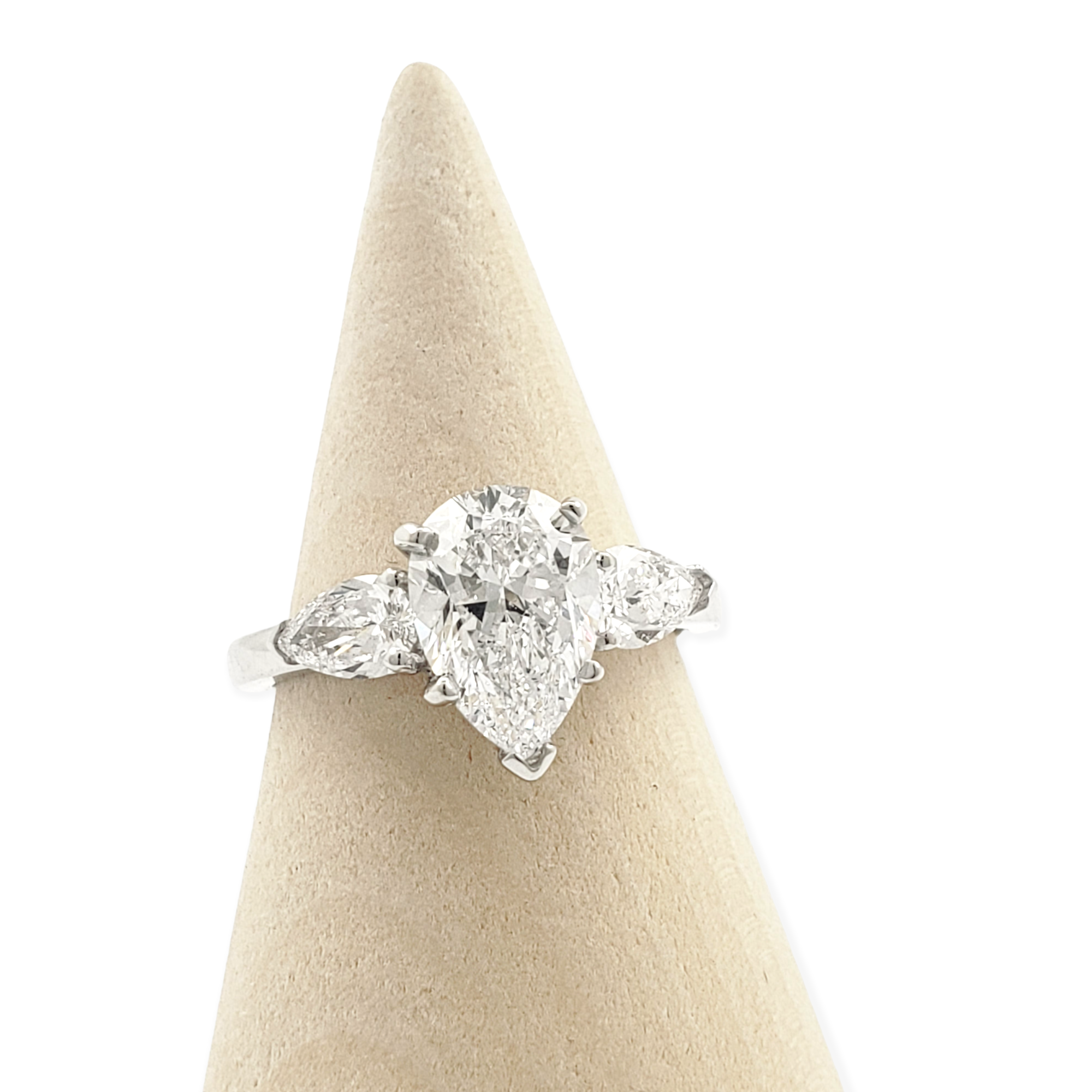 Three Stone Pear Shape Diamond Ring